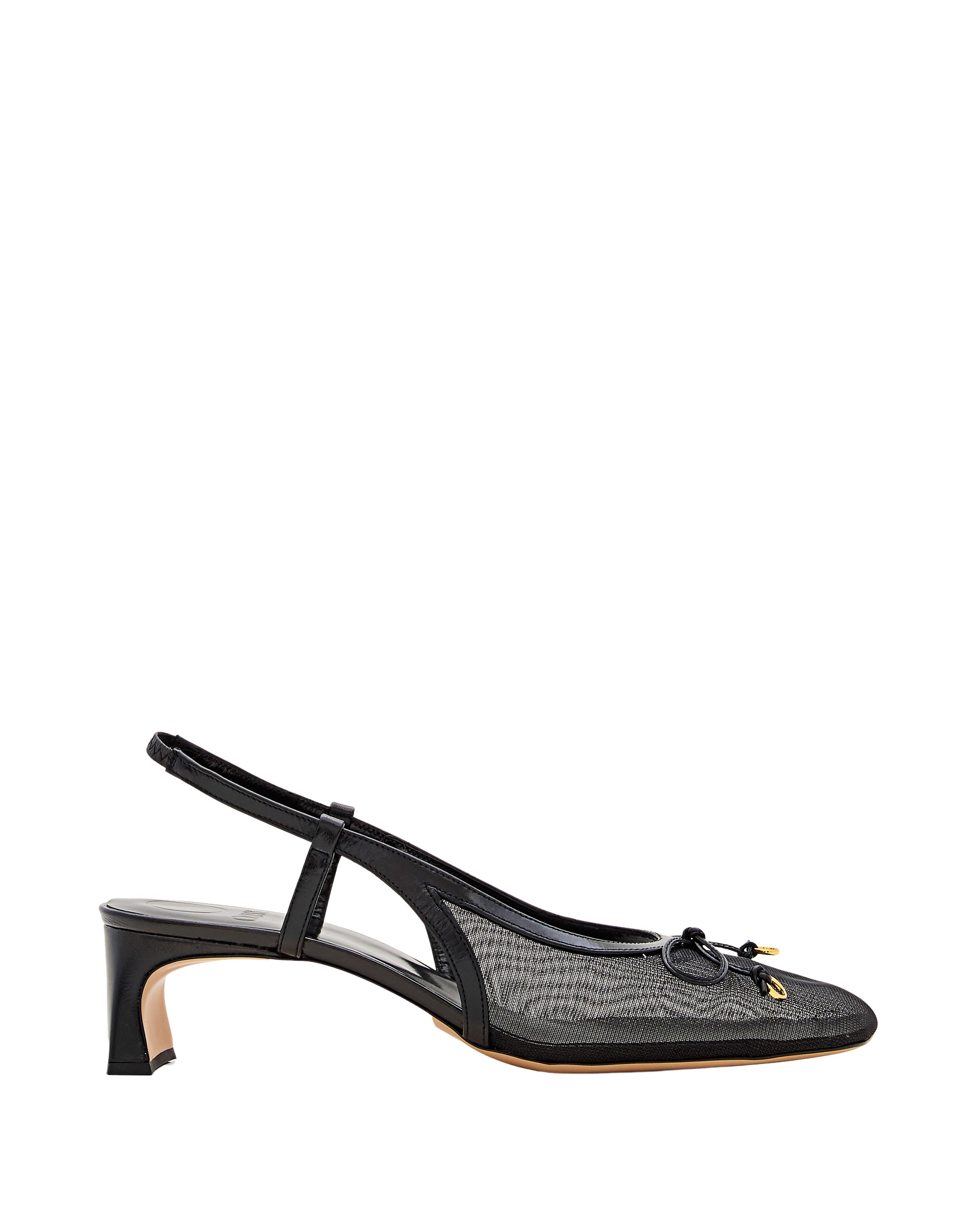 Modern Mesh Slingback Shoes With Bow Detail