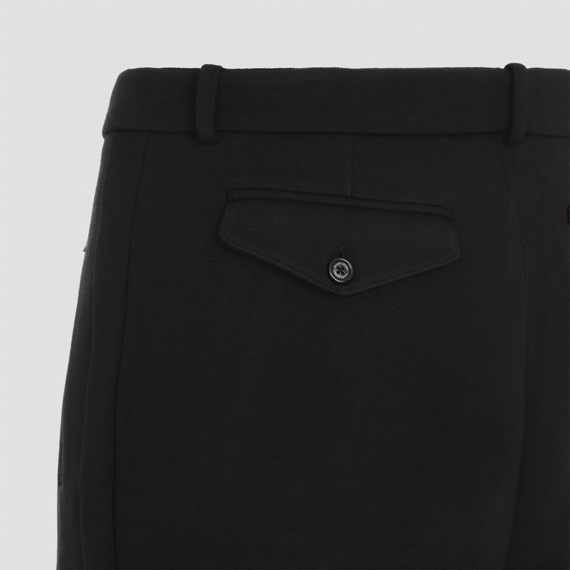 Tailored Black Trousers With Pleats And Buttoned Pockets