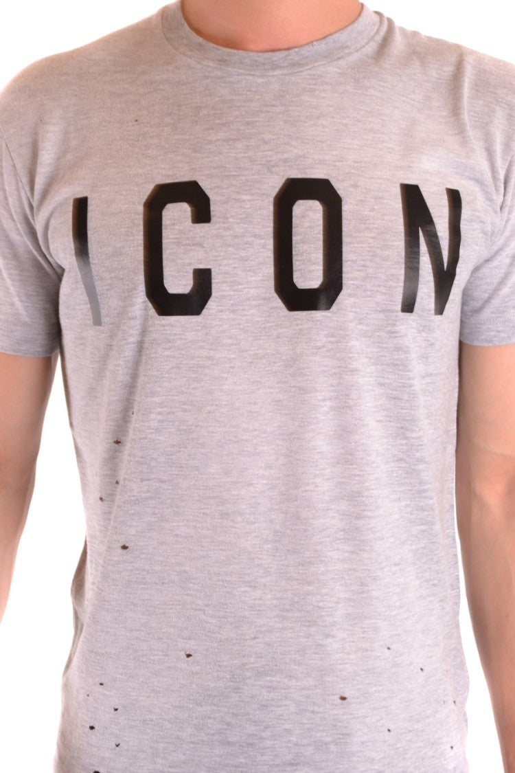 Multicolor Distressed T-Shirt With Bold Icon Print