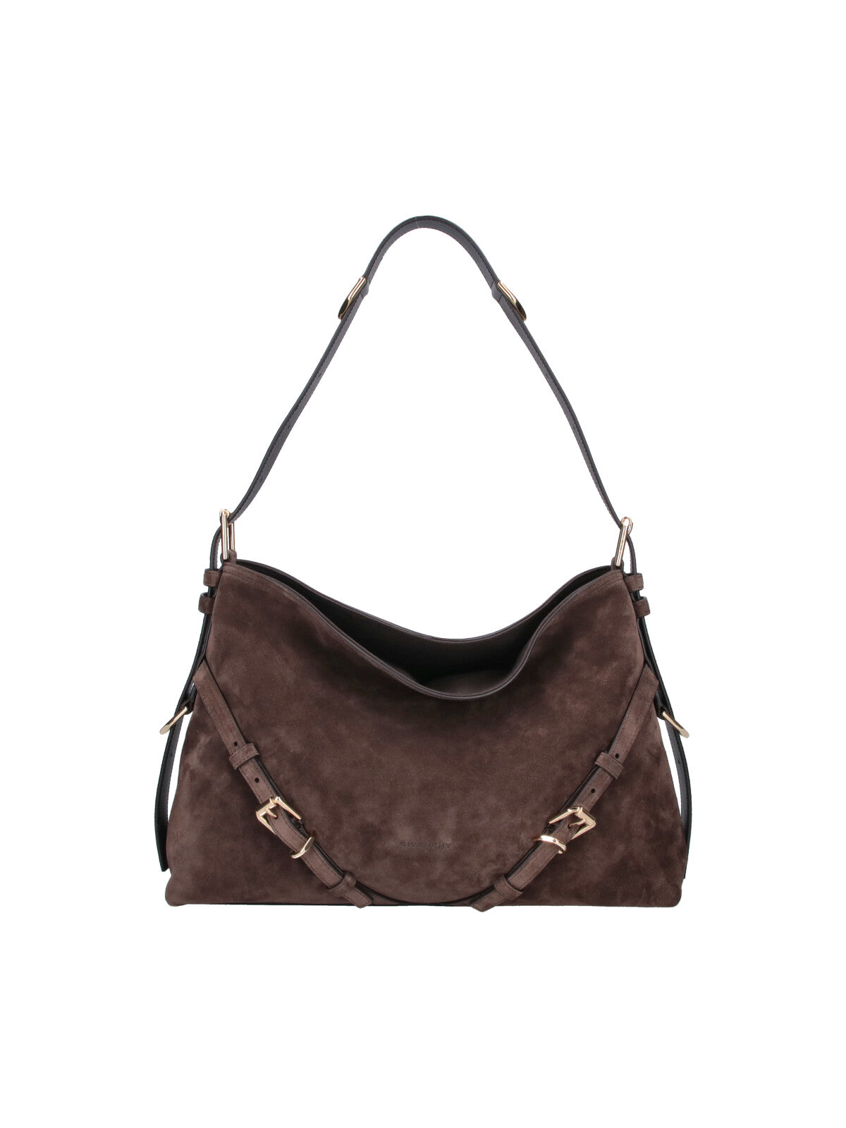 Brown Voyou Suede Medium Shoulder Bag