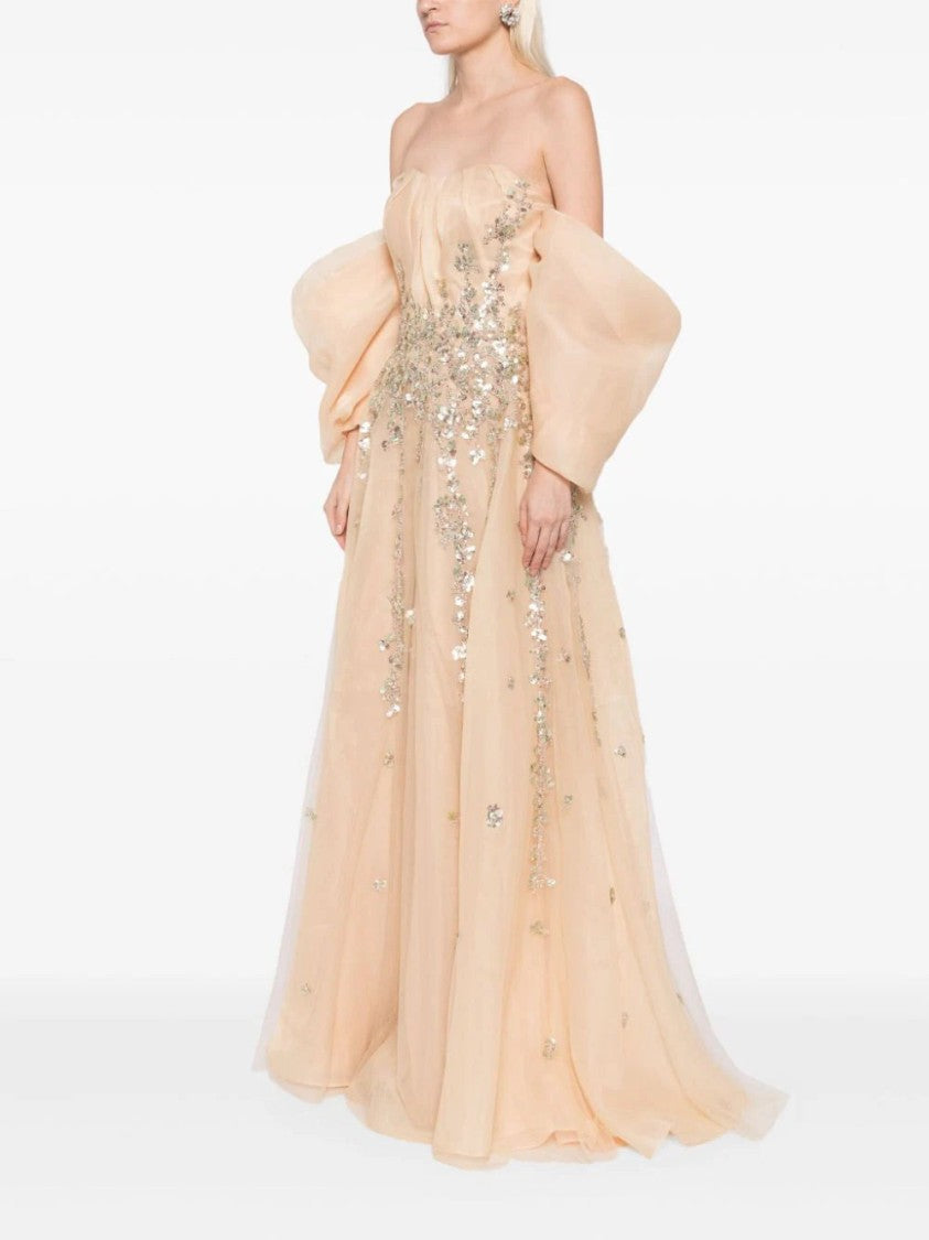 Organza Dress With Dotted Beading