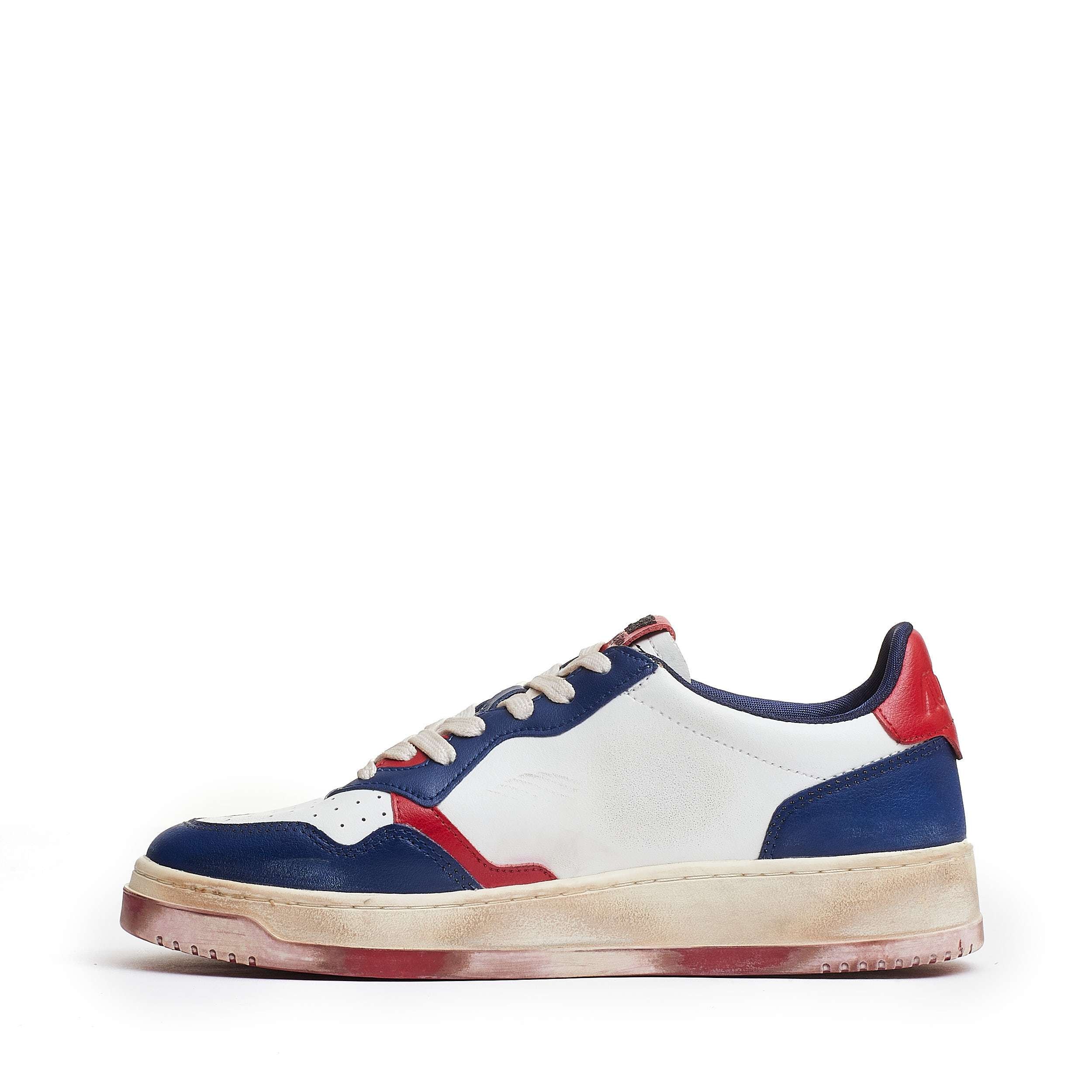 White/Blue/Red Medalist Low Super Vintage Leather Sneakers