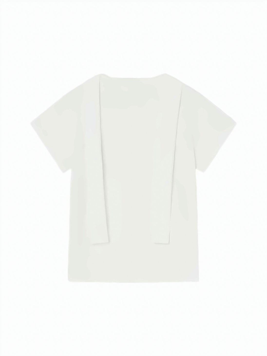 White Short-Sleeved Boxy Monogram Embellished Top