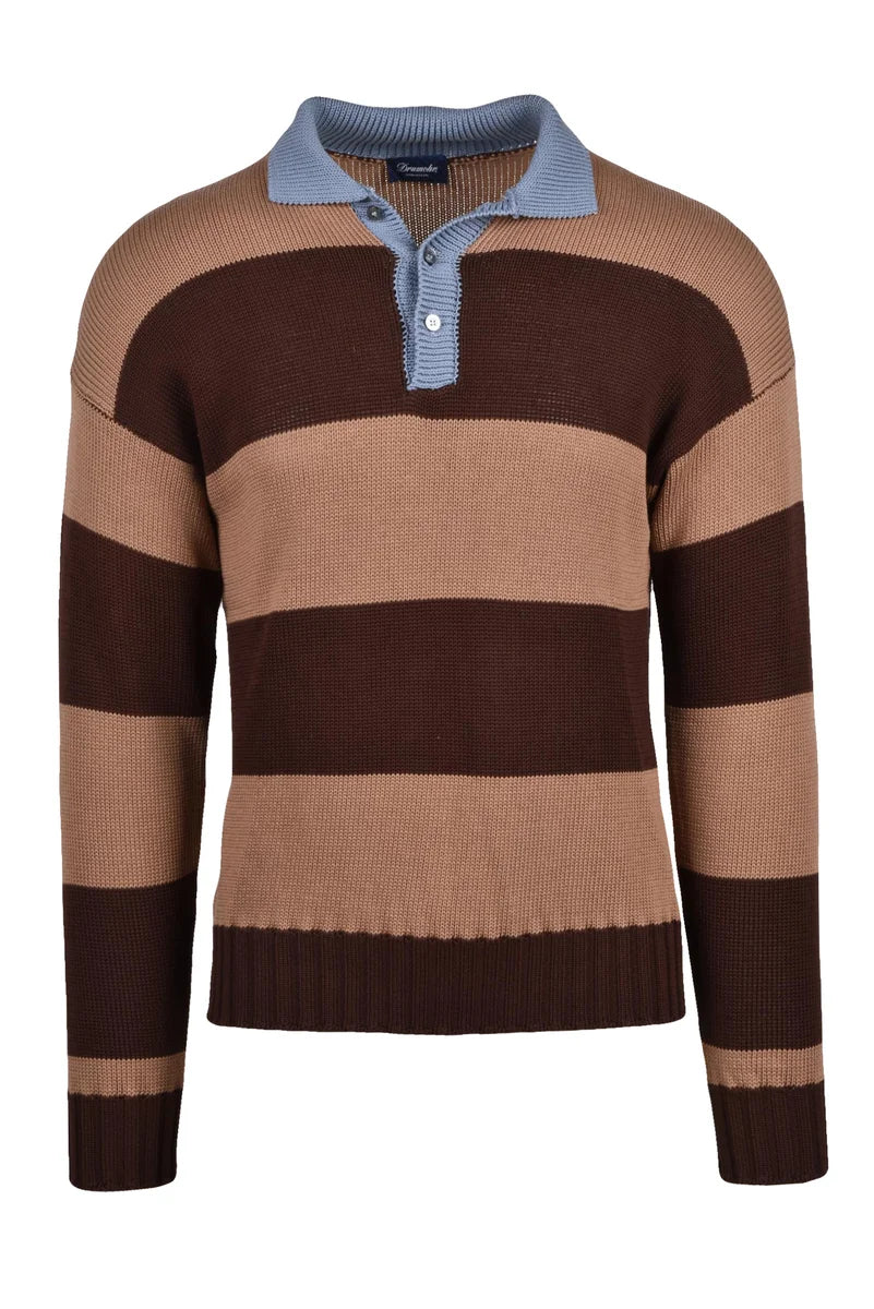 Polo Knit - Brown/Light Blue