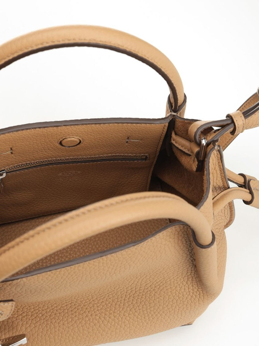 Textured Leather Tote Bag with Rounded Silhouette