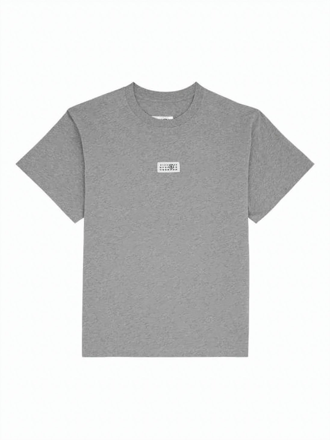 Boxy Fit Grey T-Shirt with Rectangular Chest Patch