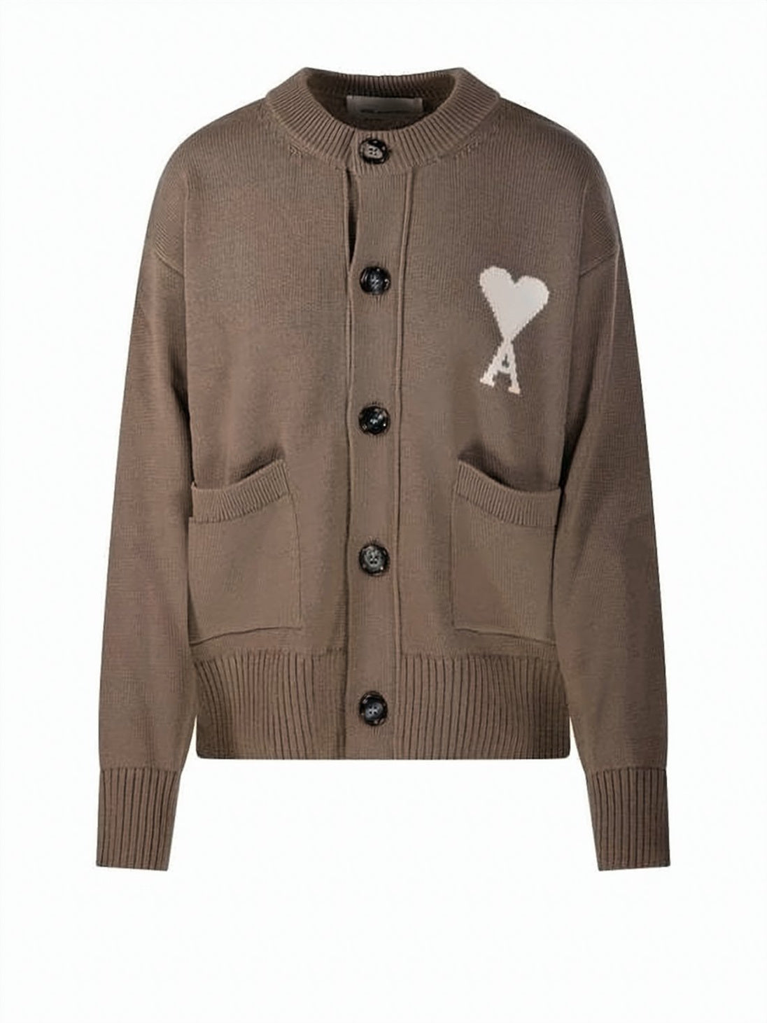 Navy Blue Wool and Cotton Blend Heart Cardigan