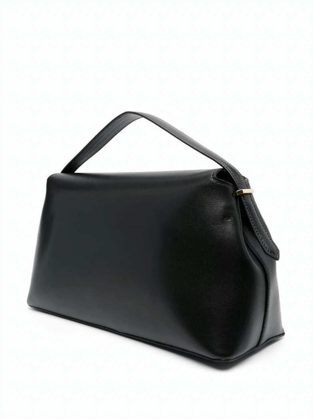 Structured Black Calf Leather Shoulder Bag