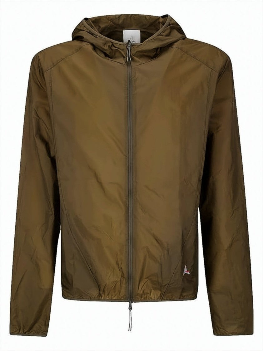 Slightly Cropped Lightweight Brown Jacket with Hood