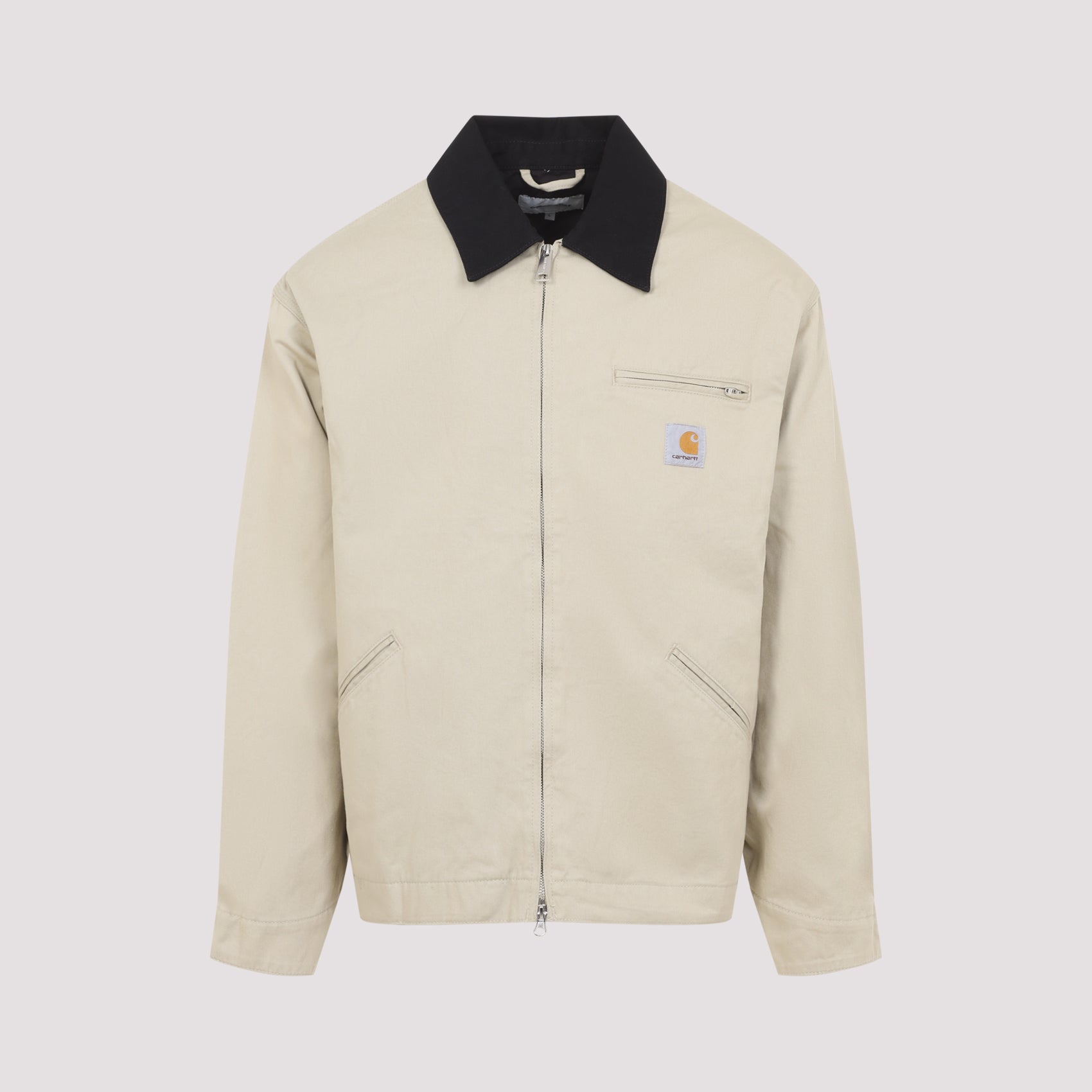 Light Beige Jacket With Black Collar