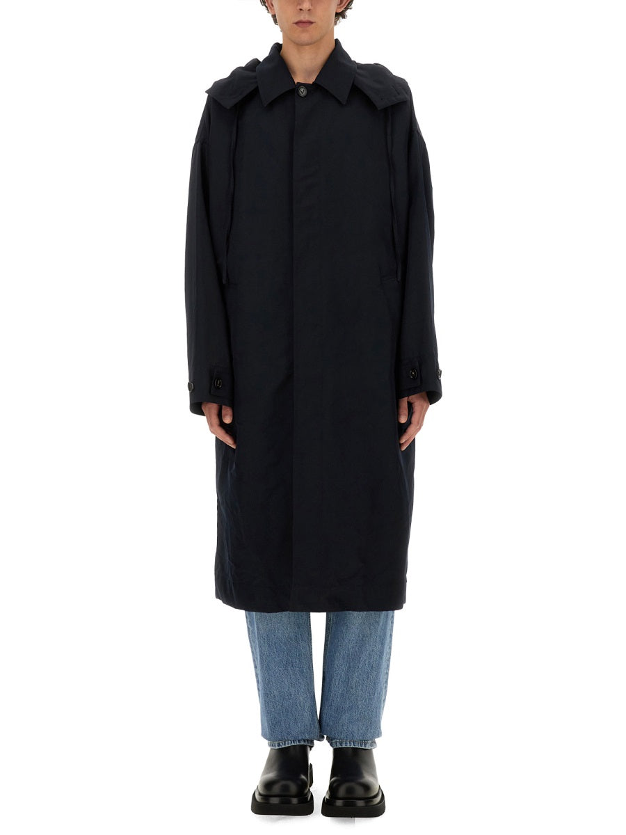 Hooded Trench Coat with Streamlined Silhouette