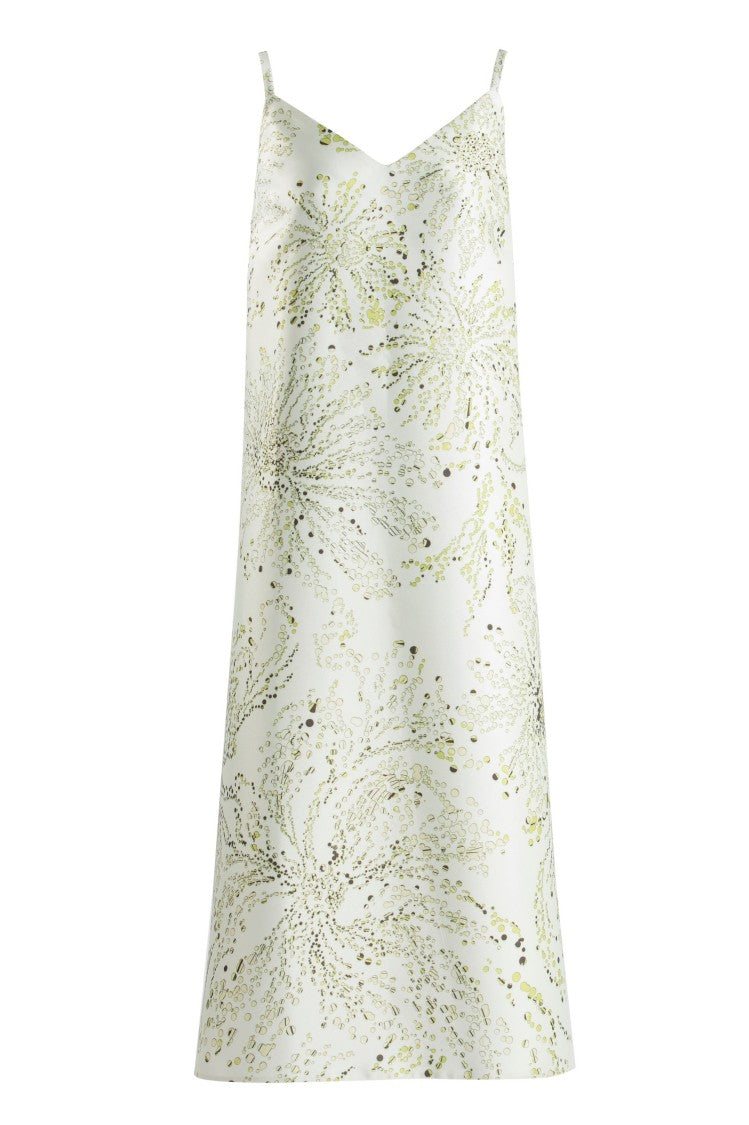 Mikado A-Line Dress With Dotted Floral Print