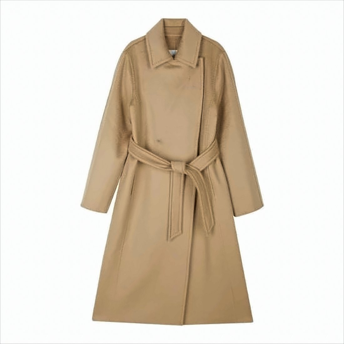 Long Cashmere Coat with Classic Collar
