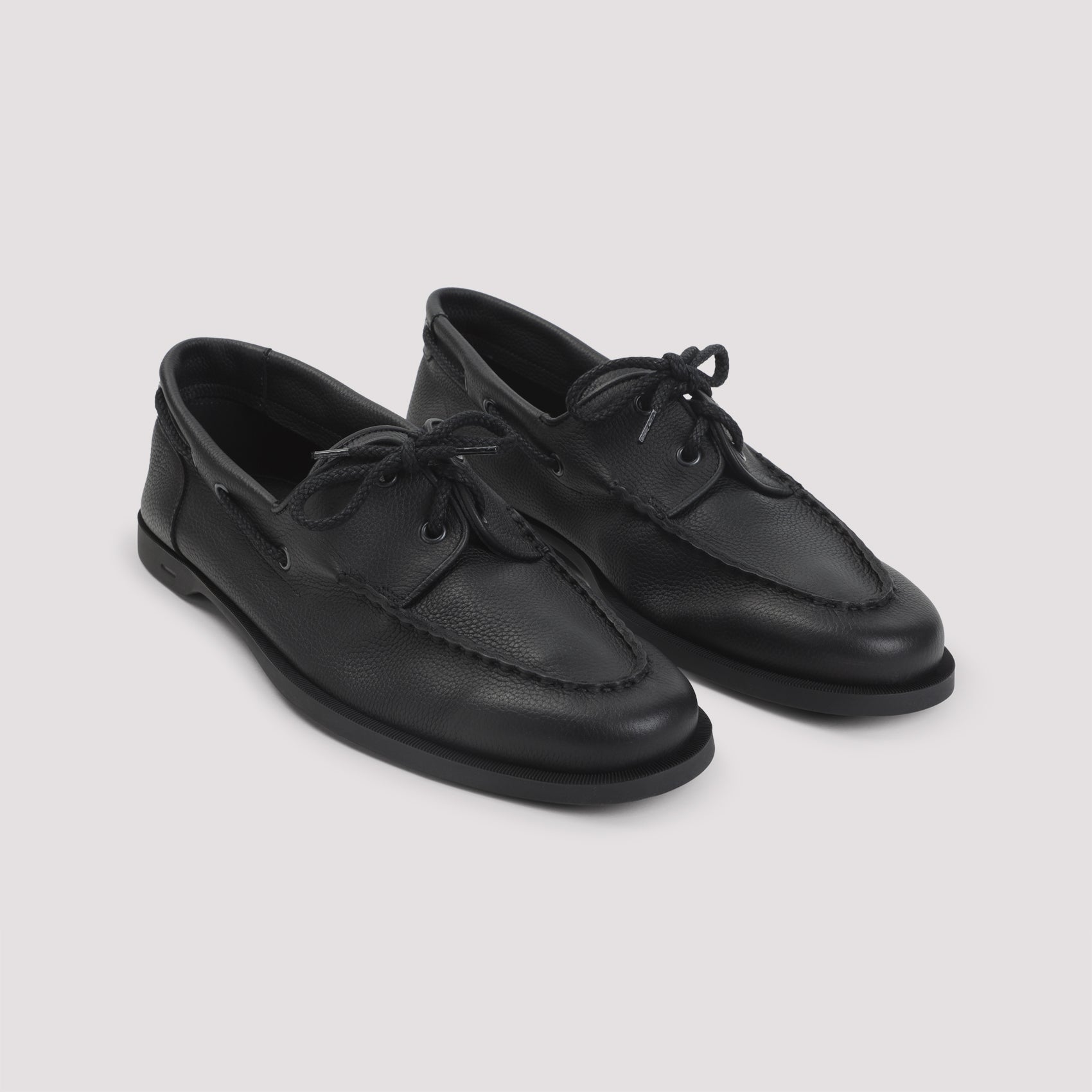 Grained Leather Loafers with Lace-Up Bow