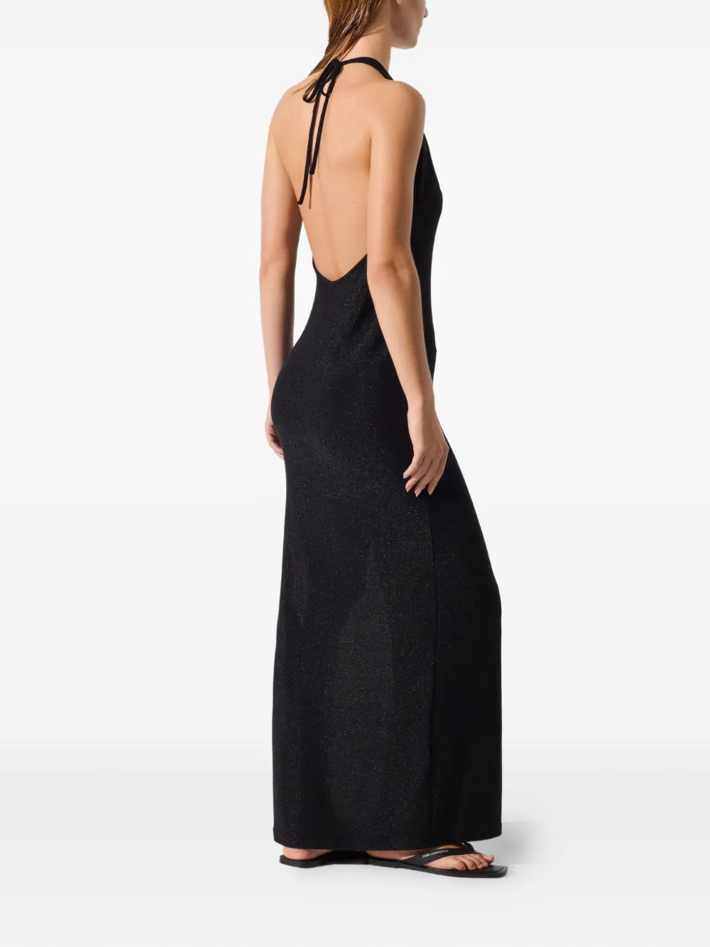 Maxi Dress with Deep V-Neckline and Open Back