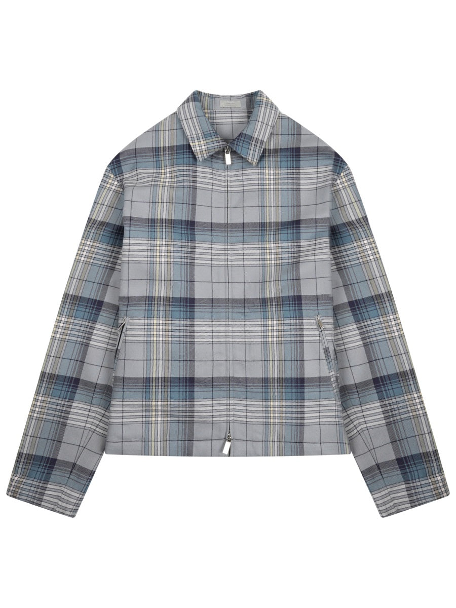 Check Pattern Wool Shirt With Zippered Front
