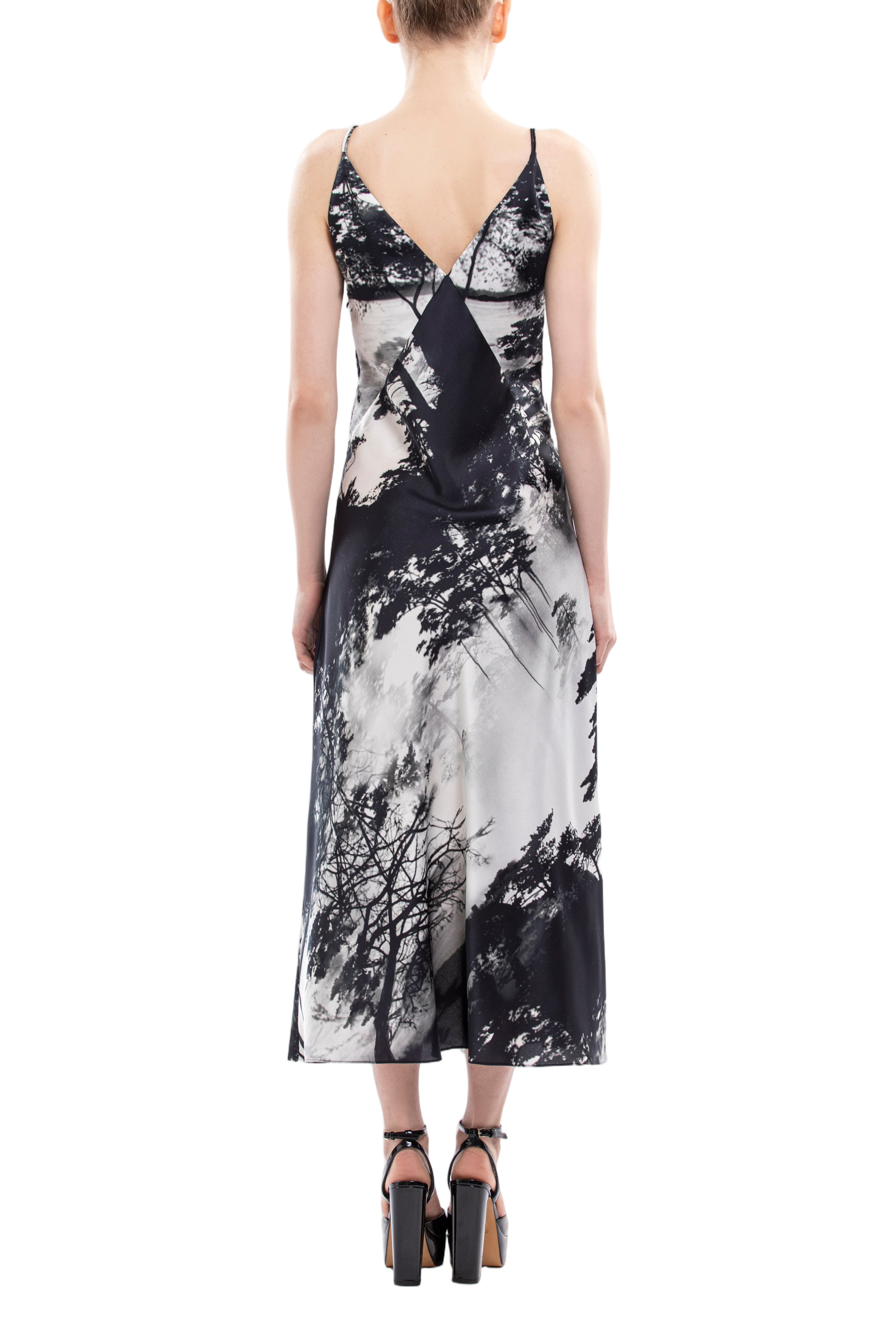 Vibrant Printed Midi Dress with Flattering V Neckline