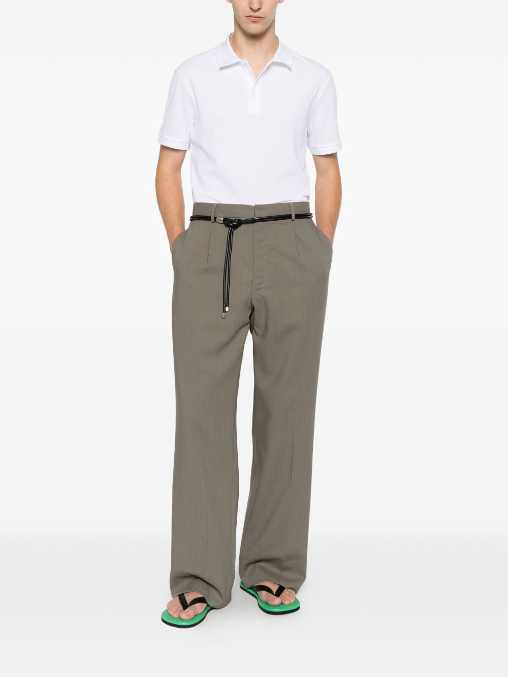 White Piqué Texture Embroidered Logo Polo
