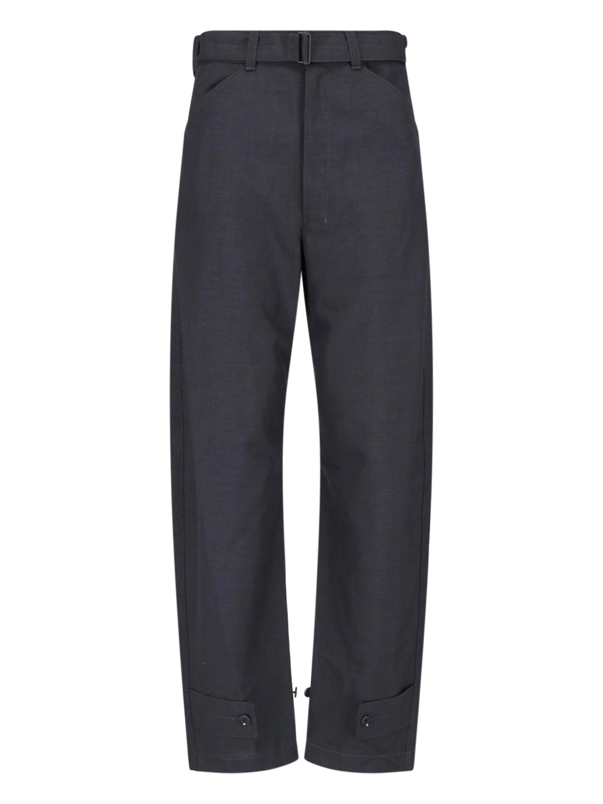 Black Cropped Wide-Leg Adjustable Trousers
