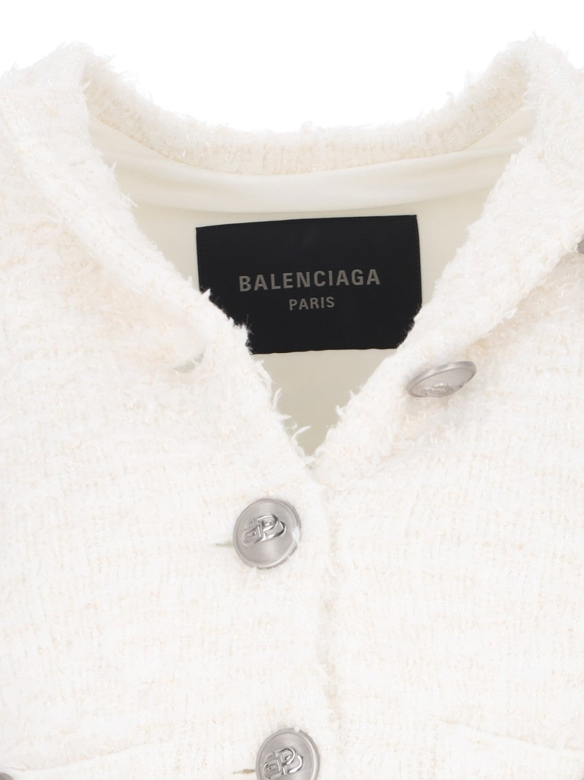 Crop Button Cardigan – White
