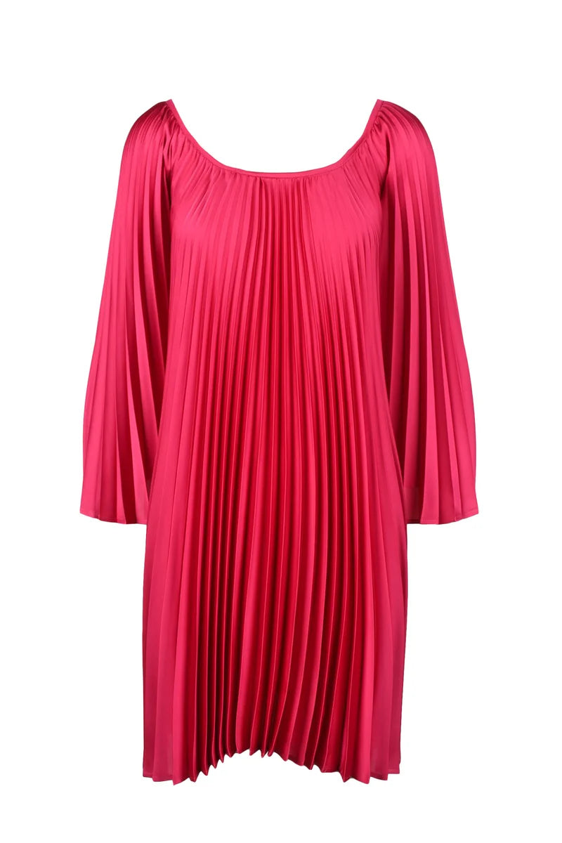 Fuchsia Pleated Dress with Flowing Silhouette