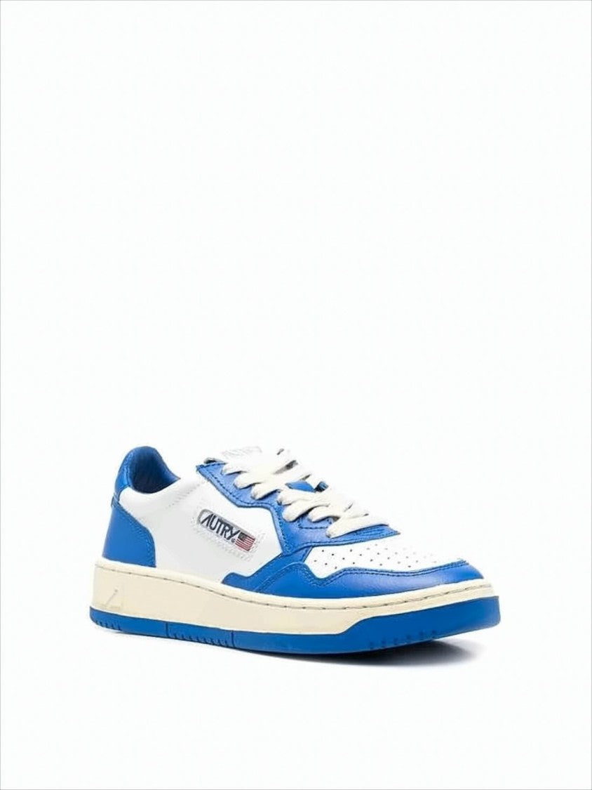 Low-Top Sneakers with Blue Overlays