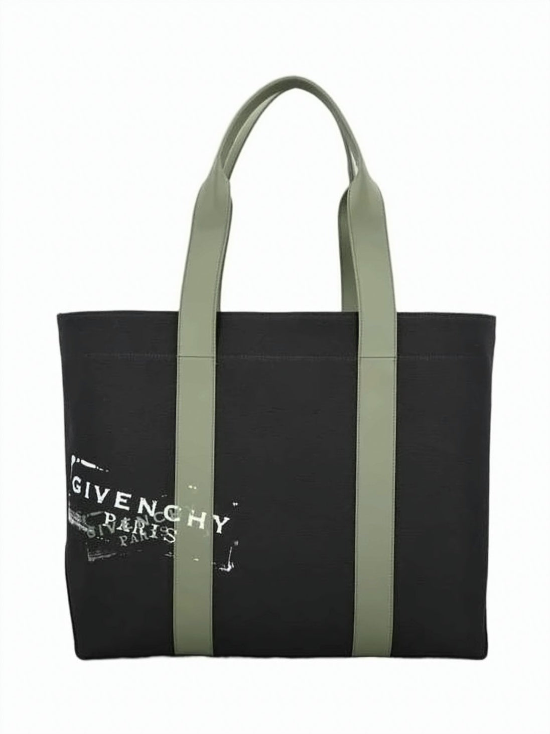 Black Rectangular Cotton Logo Tote Bag