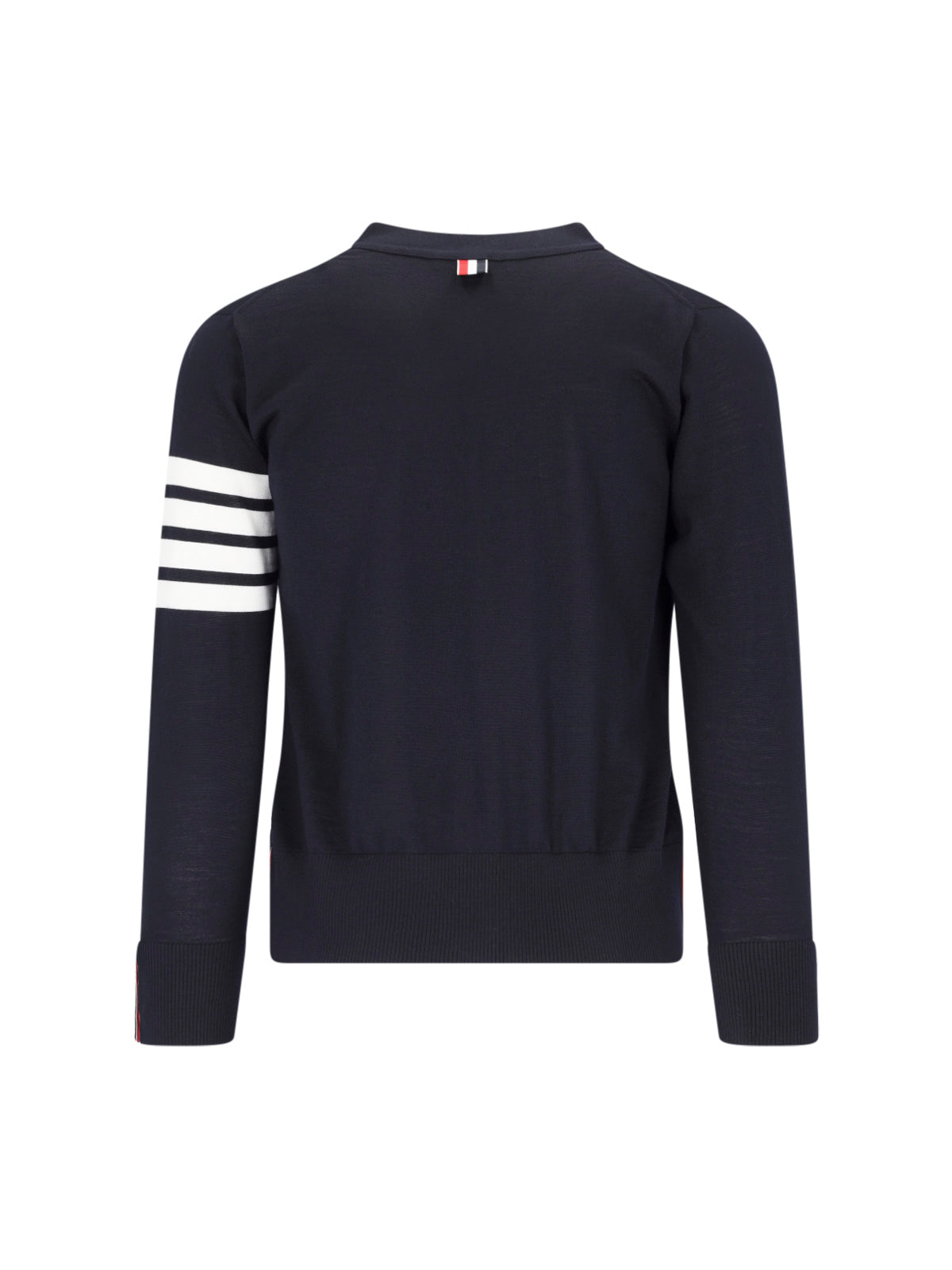 Navy V-Neck Striped Cotton Cardigan