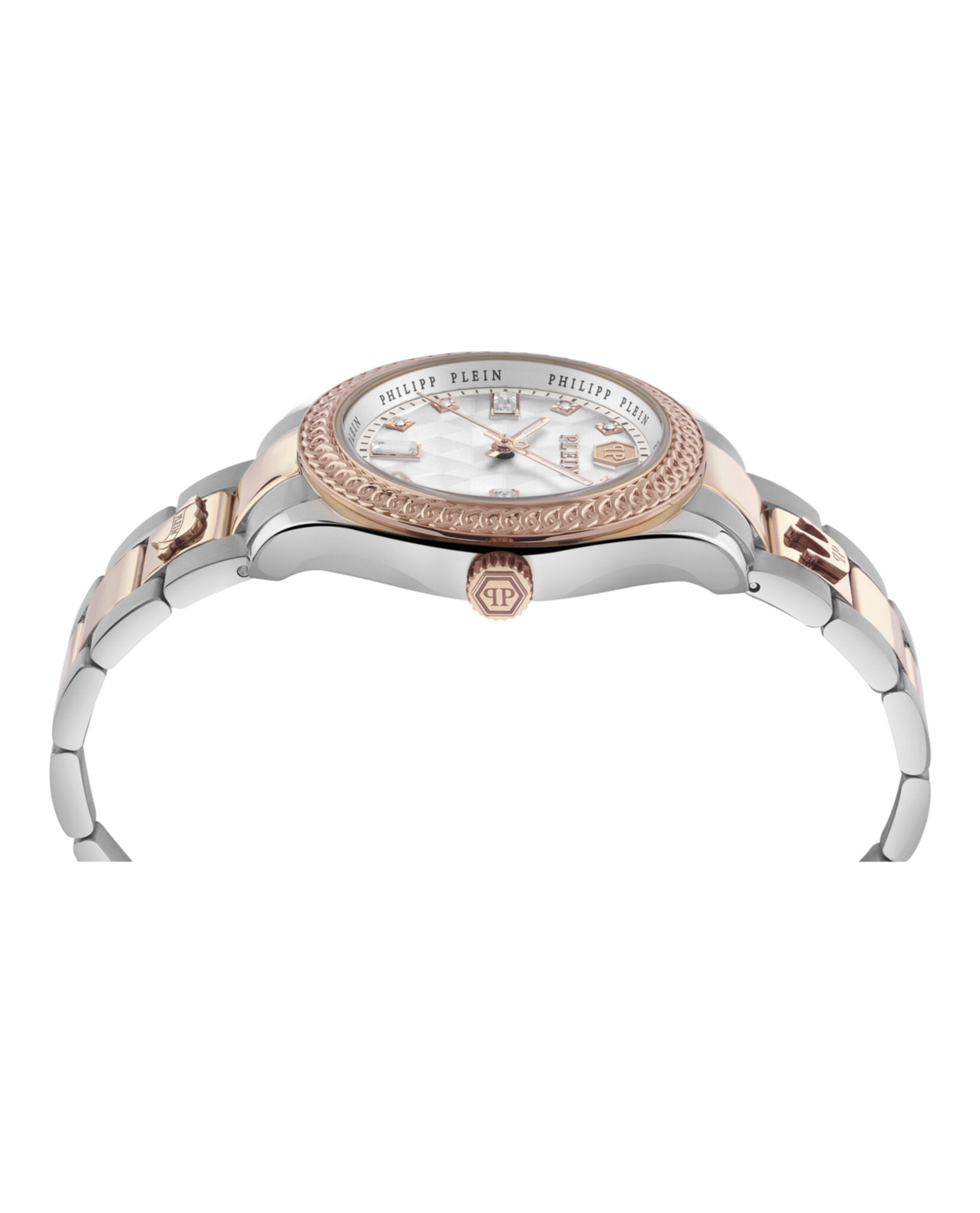 Two-Tone Crystal-Accented Timepiece with Deployant Buckle