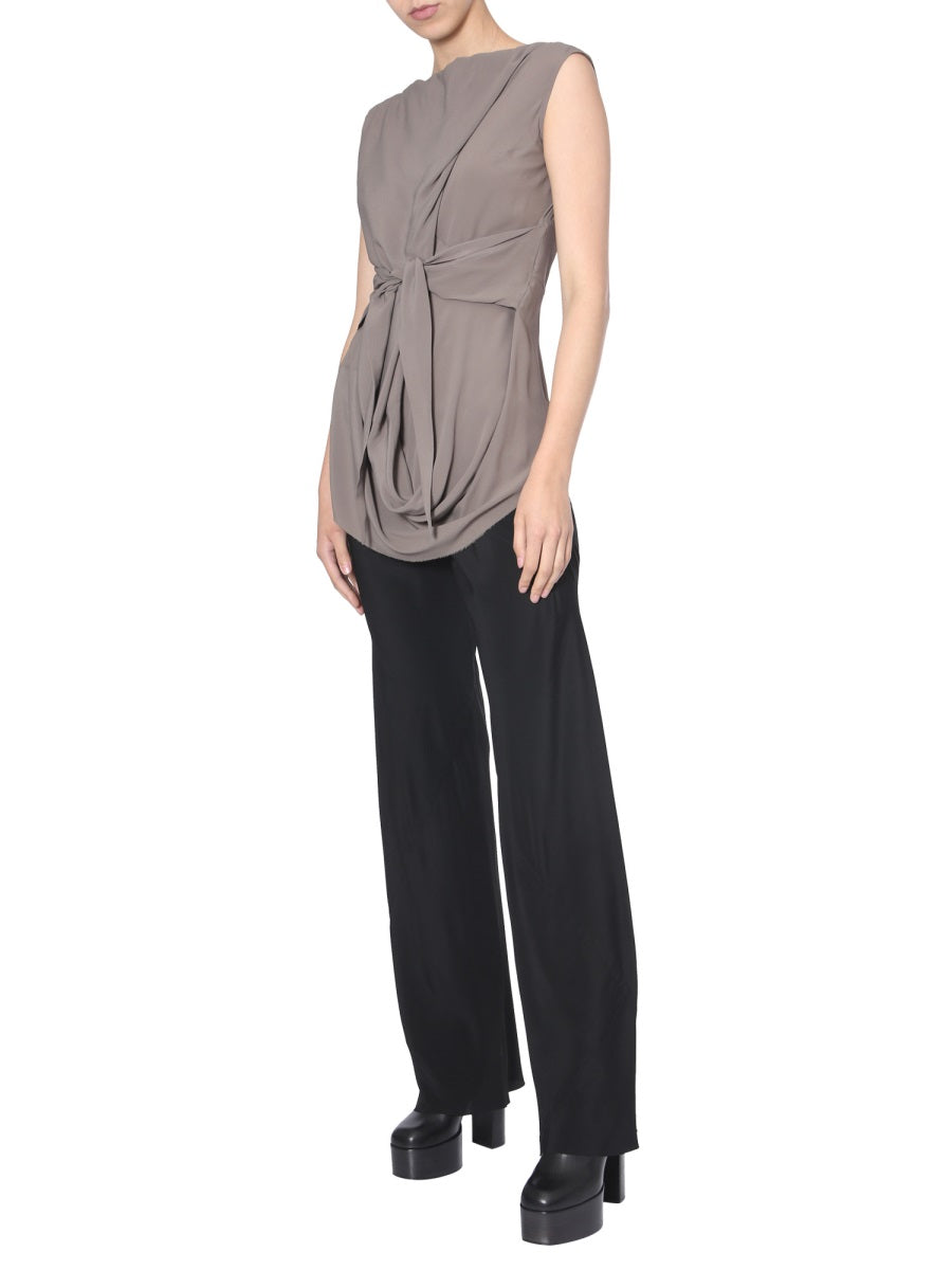 Sleeveless Draped Top with Knotted Detailing