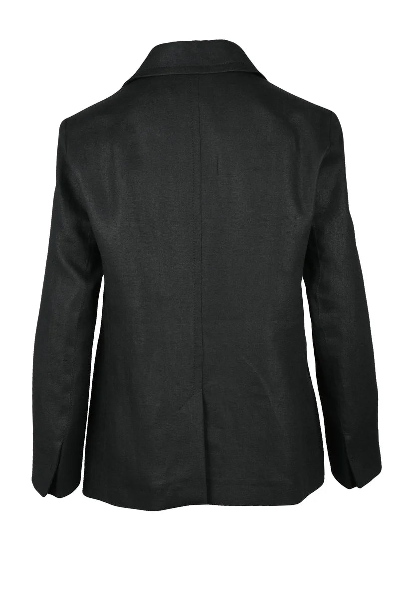 Straight Linen Jacket - Black