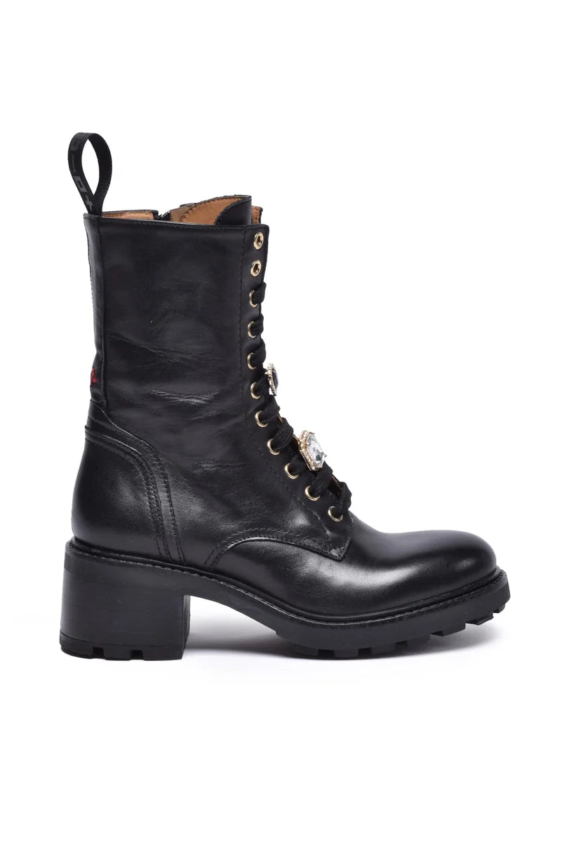 Leather Combat Boots - Black