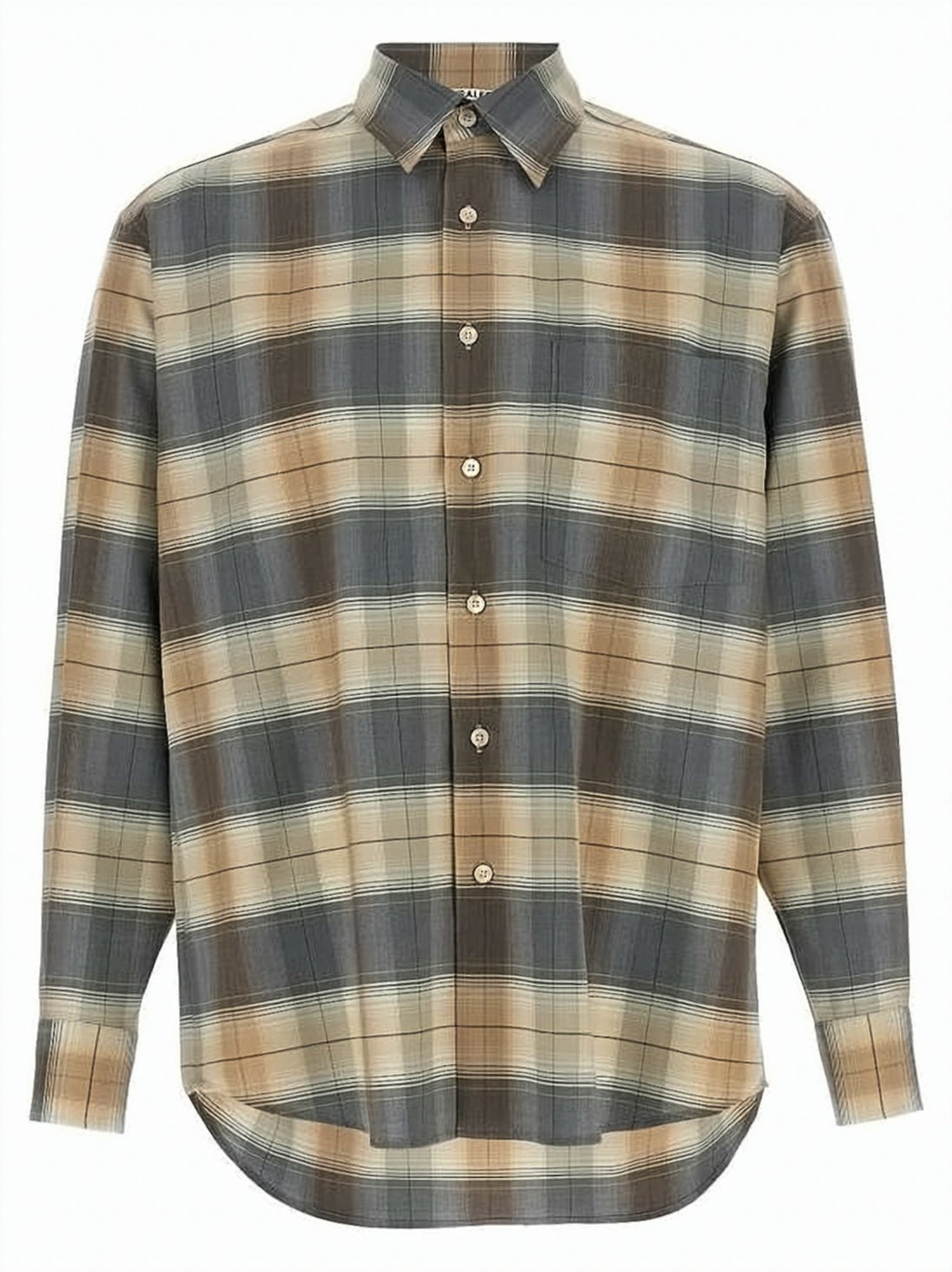 Plaid Long Sleeve Shirt in Soft Wool Fabric