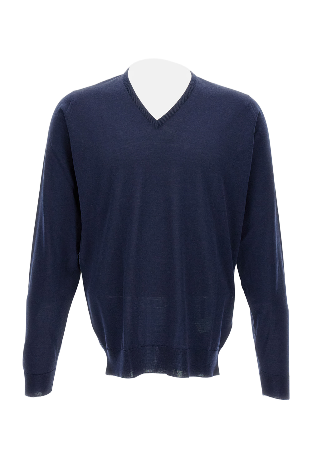 Classic V-Neck Long Sleeve Sweater In Extra-Fine Merino Wool