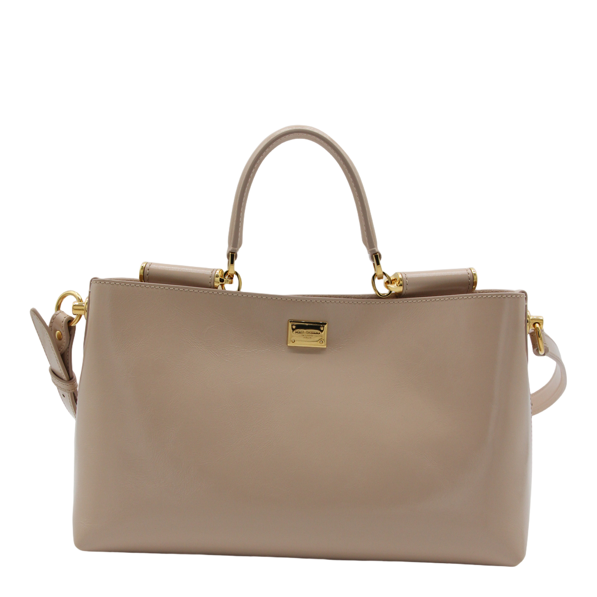 Rectangular Handbag in Smooth Nude Leather