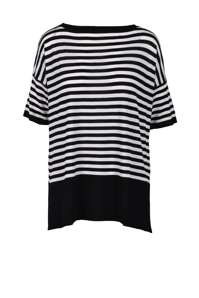 Viscose/Polyamide/Silk Knit Top - Black/White
