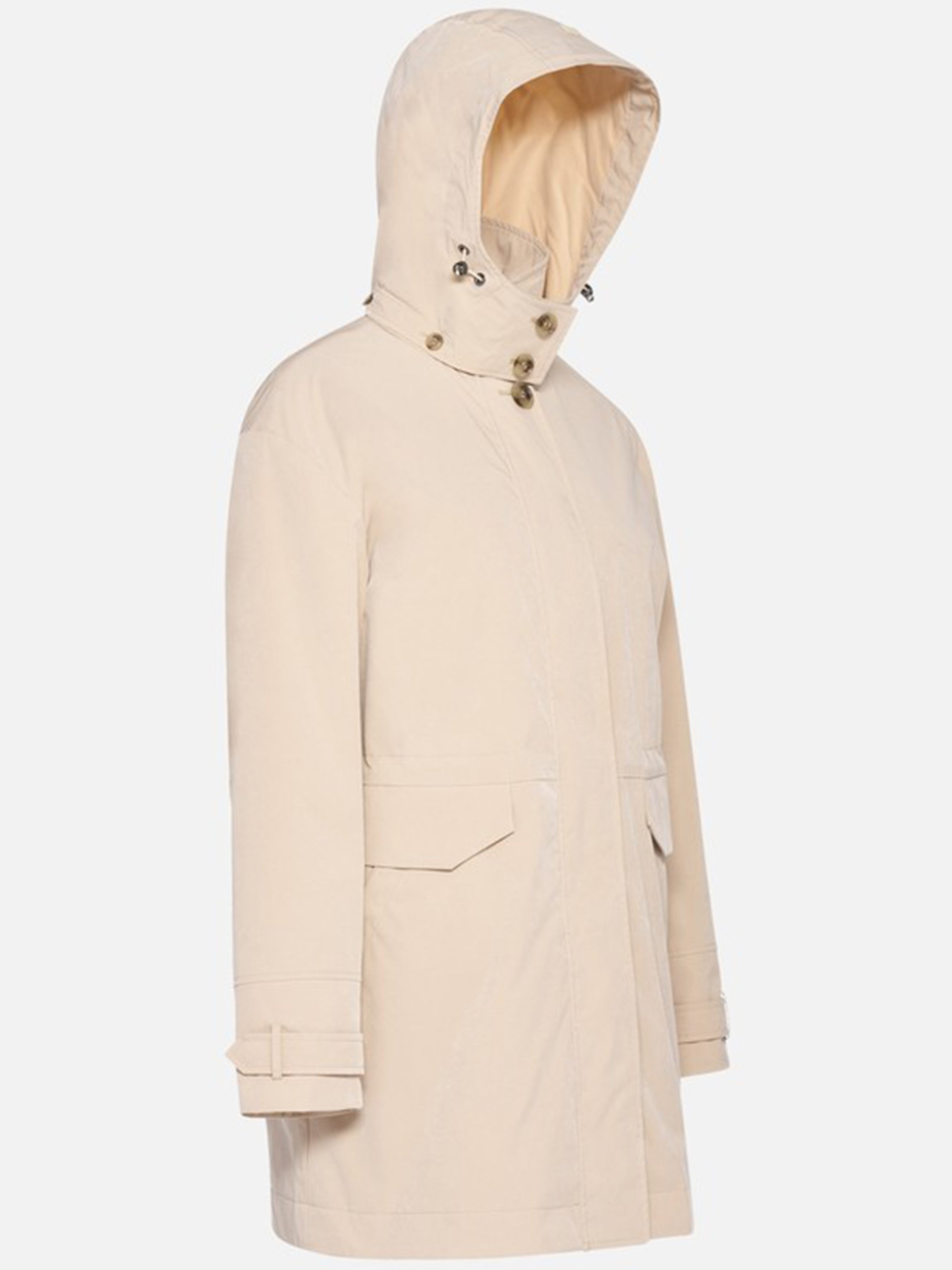 Mantinea Minimalist Soft Beige Hooded Jacket