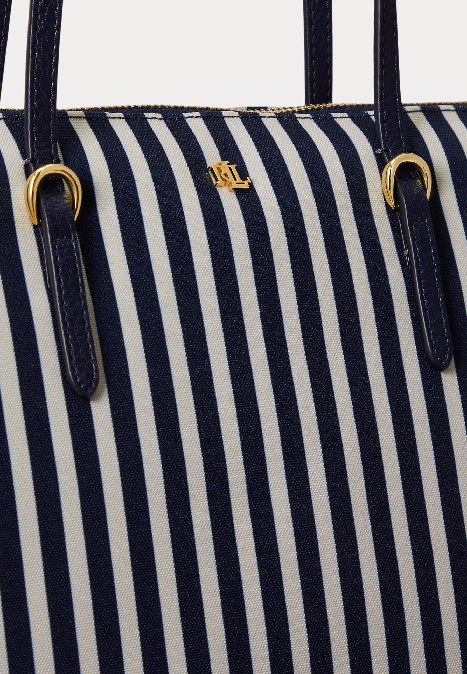 Vertical Navy and White Striped Tote Bag