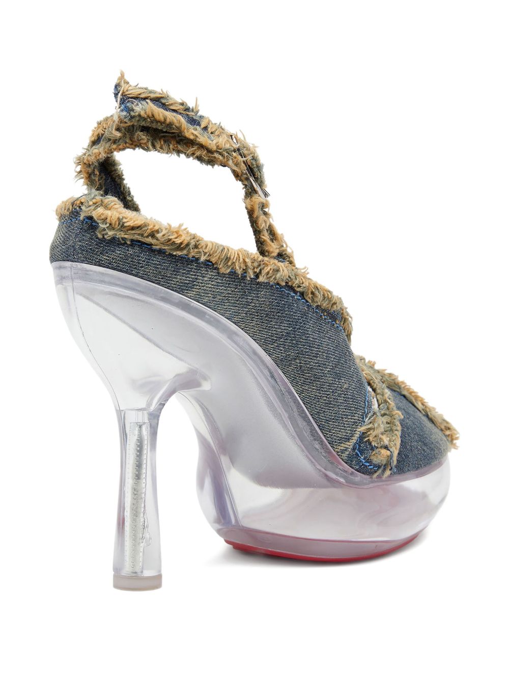 Peep Toe Denim Slingback Shoes