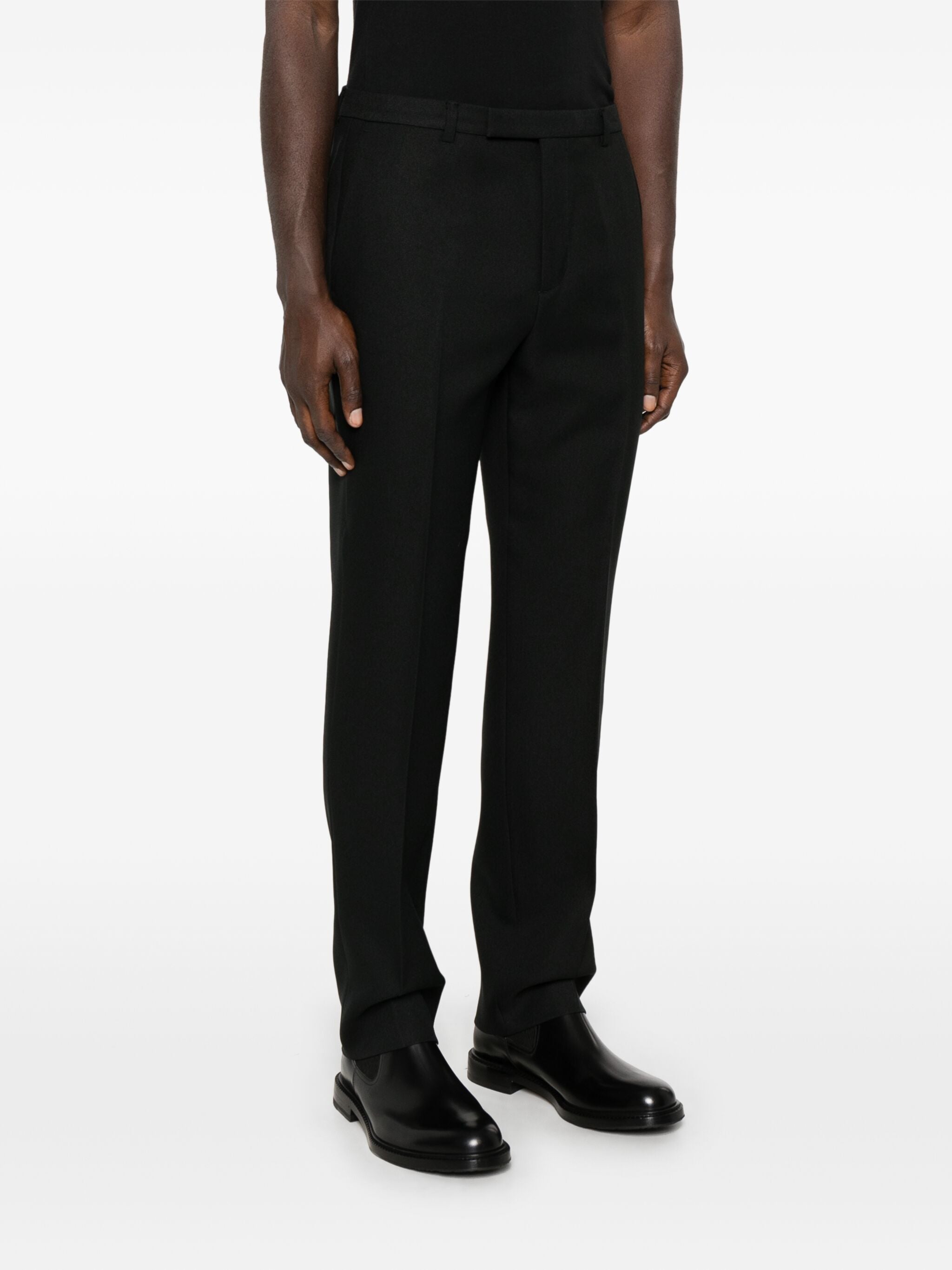 Black Fluid Straight-Leg Tailored Pants
