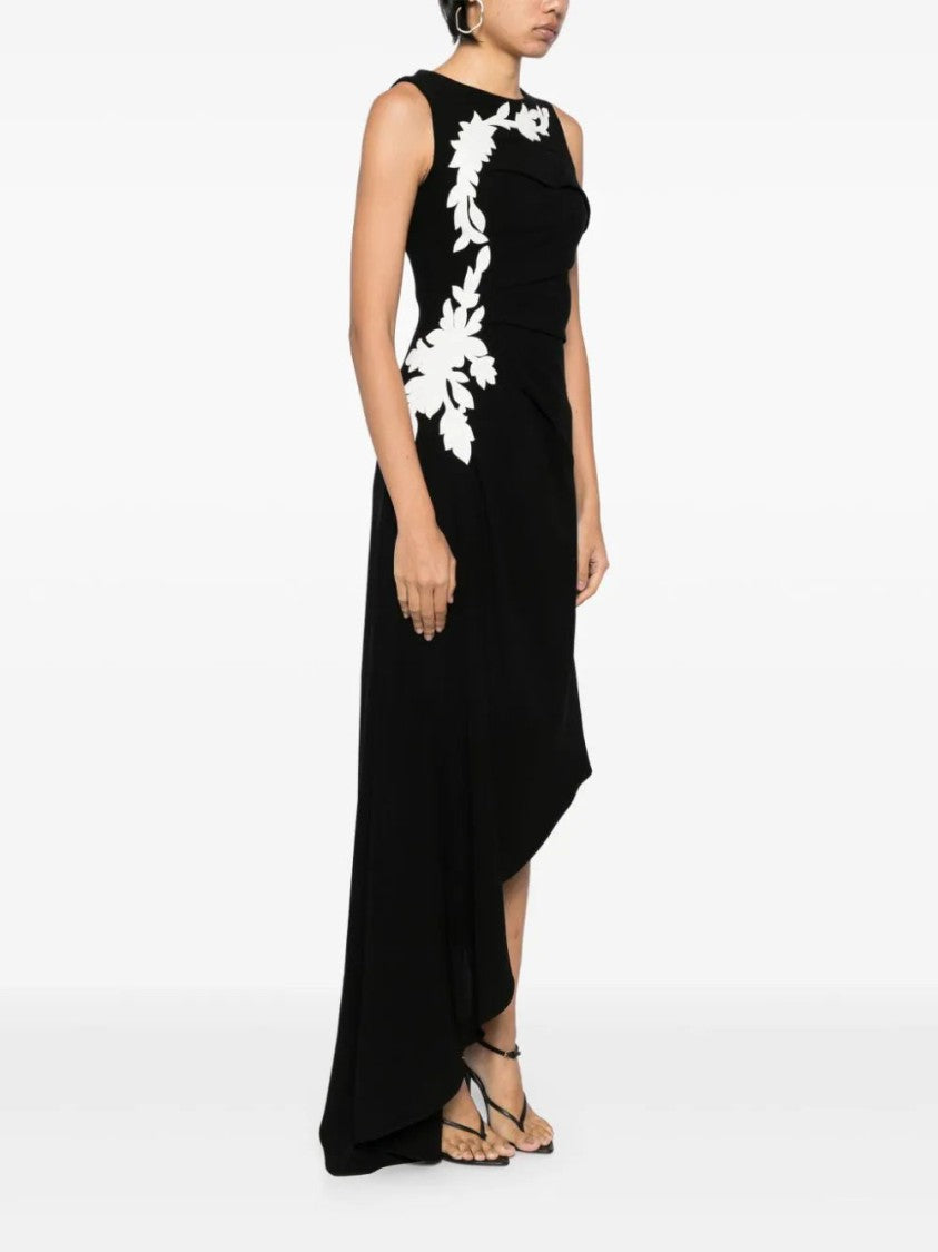 Crepe, High-Low Dress With Matching Embroidery
