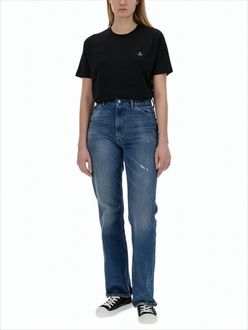 Short-Sleeve T-Shirt with Colorful Embroidered Logo