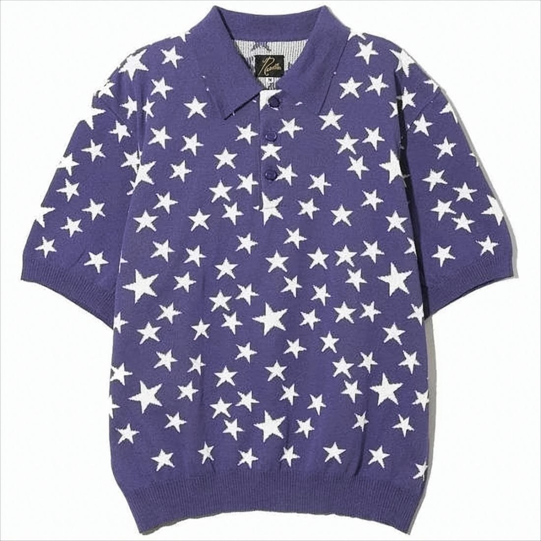 Short-Sleeved Polo Shirt With Star Pattern And Classic Collar