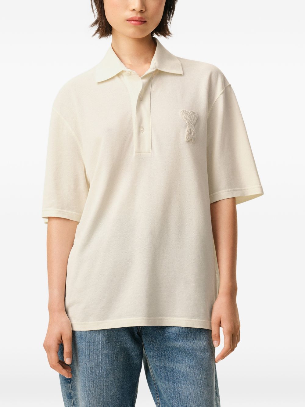 Boxy-Fit Piqué Knit Polo Shirt