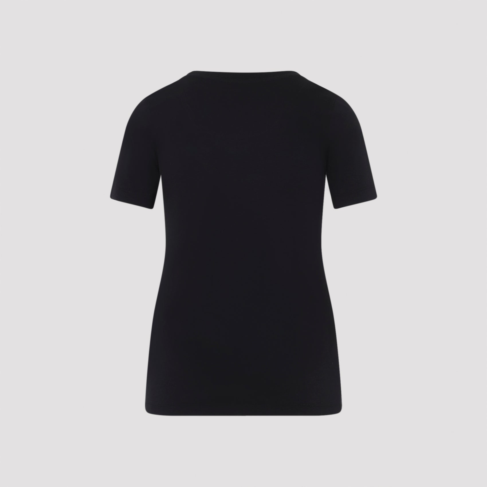 Fitted Black Cotton T-Shirt with Scoop Neckline