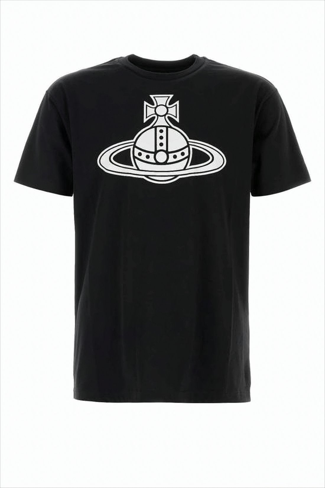 Black Short-Sleeve T-Shirt with Bold Graphic Emblem