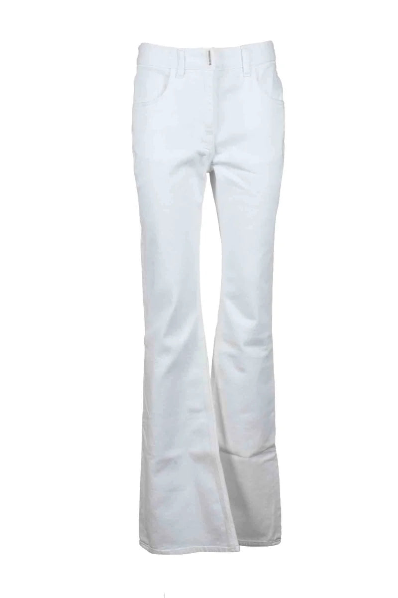 Tailored White Trousers with Flared Hem