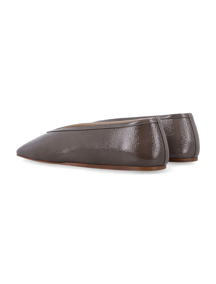 Luna Taupe Patent Leather Slippers