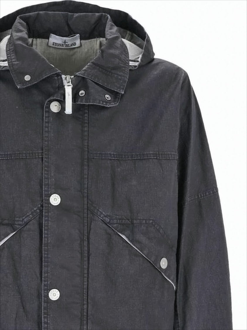 Cropped Linen Jacket with Front Zipper
