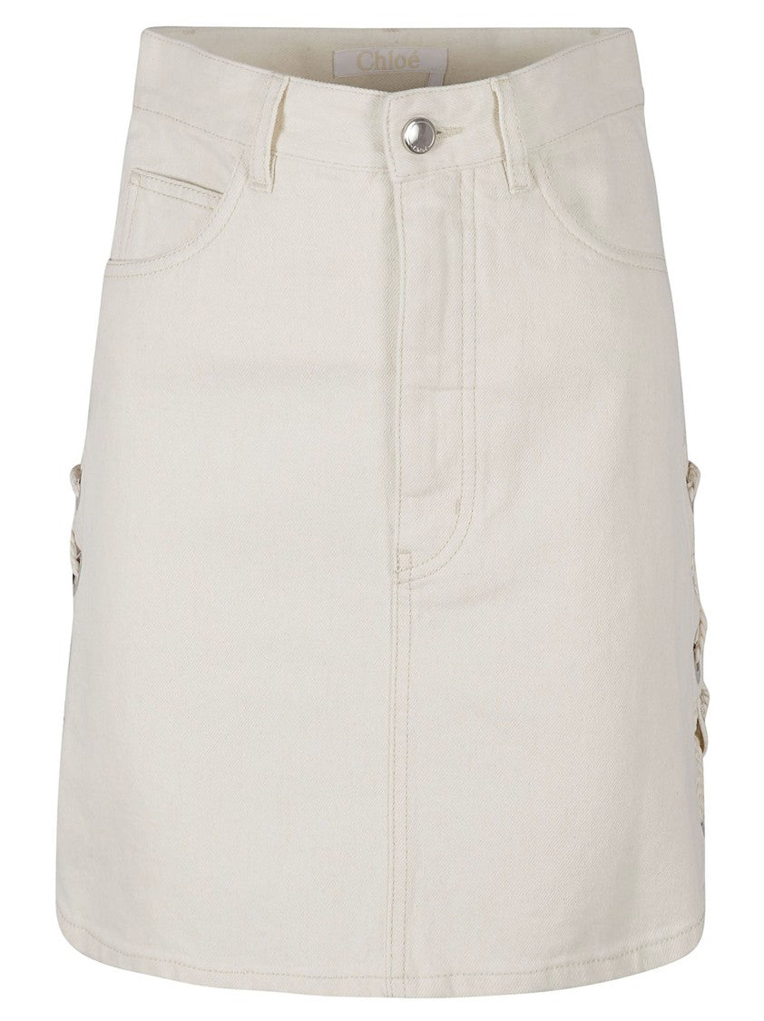 Fitted High-Waist Skirt With Lace-Up Details